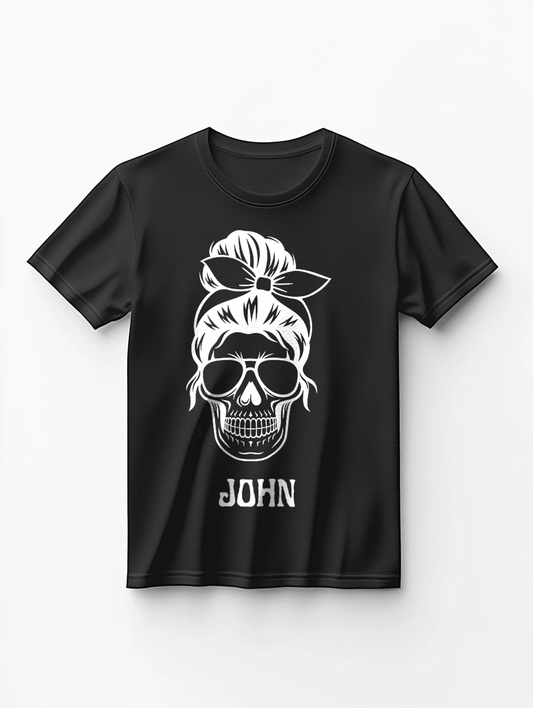 Personalized JOHN Skull Illustration T-Shirt