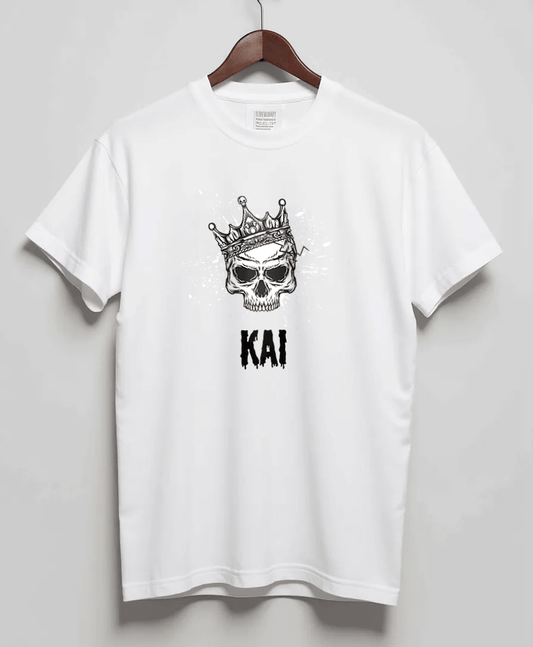 Personalized KAI T-Shirt with Hand-Drawn Skull Design