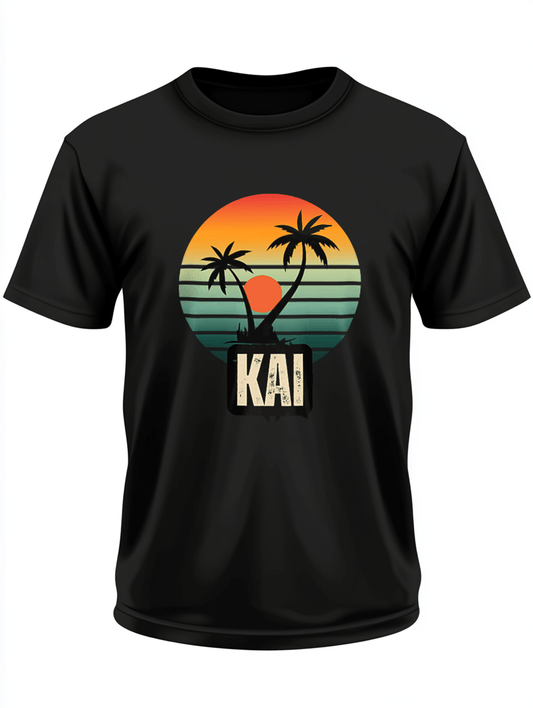 Personalized KAI Retro Sunset Graphic T-shirt