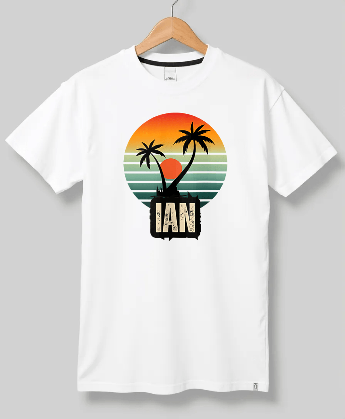 Personalized IAN Retro Sunset Disk T-Shirt