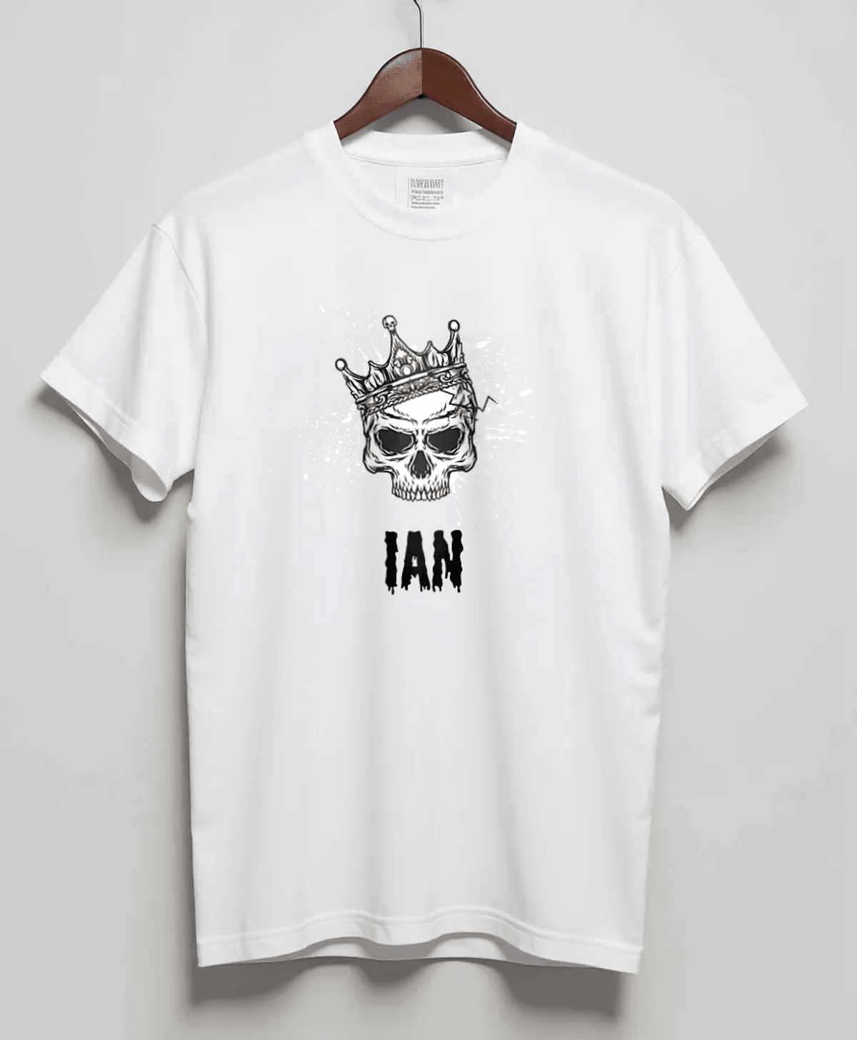 Personalized IAN T-Shirt with Hand-Drawn Skull Design