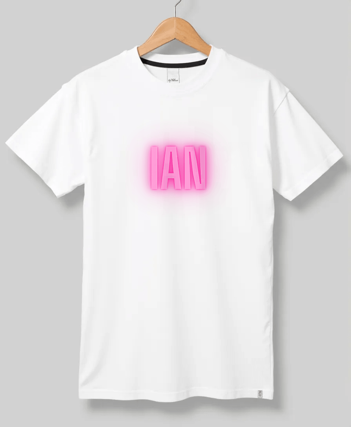 Personalized IAN Neon-Pink Lettering T-Shirt