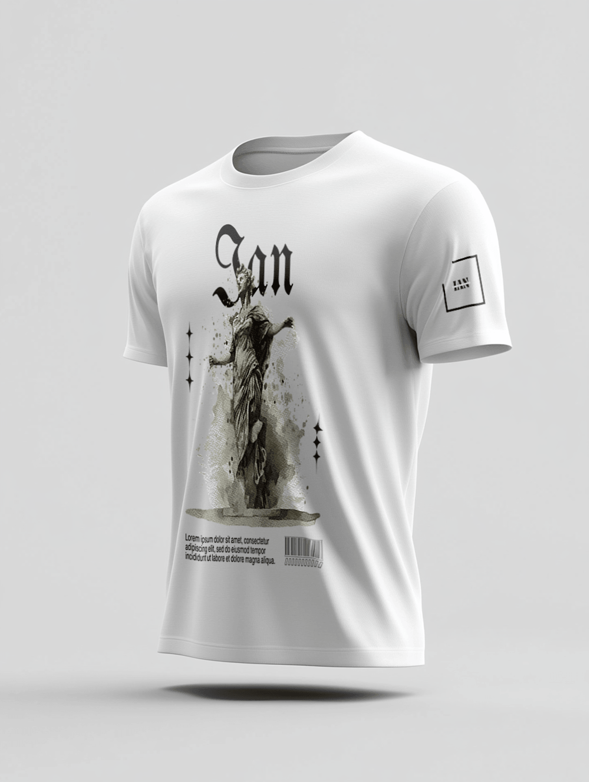 Personalized IAN T-Shirt with Artistic Statue Design