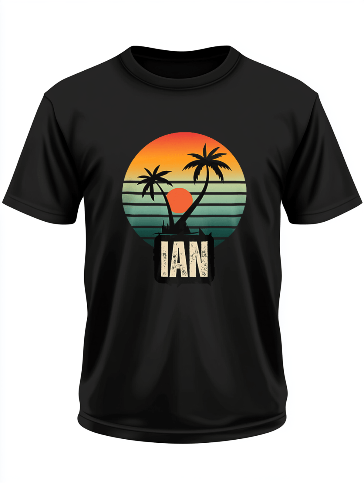 Personalized IAN Retro Sunset Graphic T-shirt