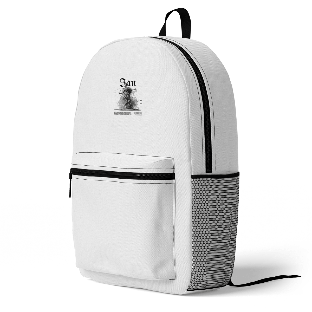 Personalized IAN Backpack with Unique Monochrome Design