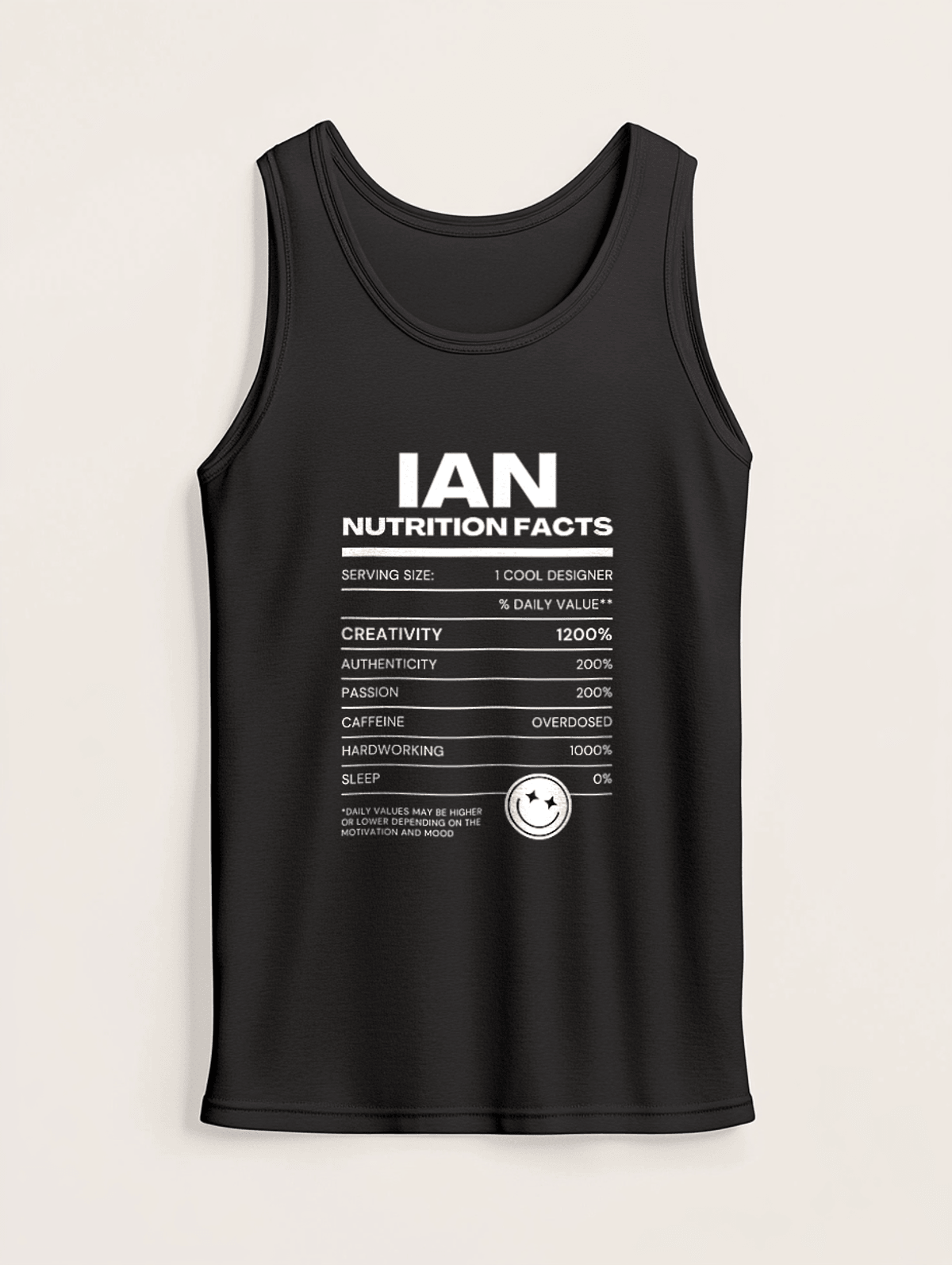 Personalized IAN Nutrition Facts Tank Top