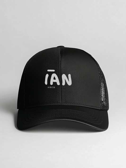 Personalized IAN Black Trucker Cap