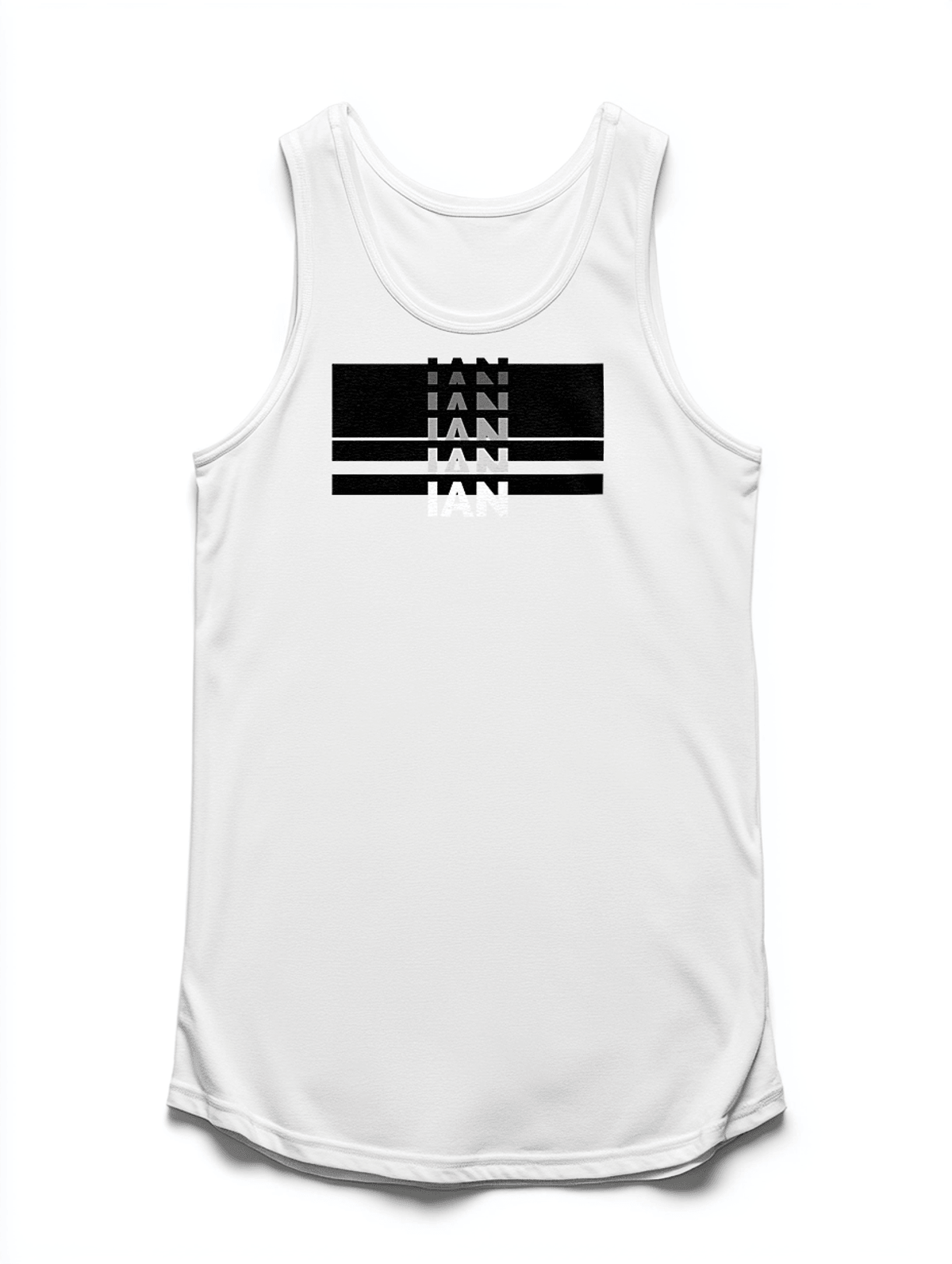 Personalized IAN Tank Top with Modern Black Bars Design