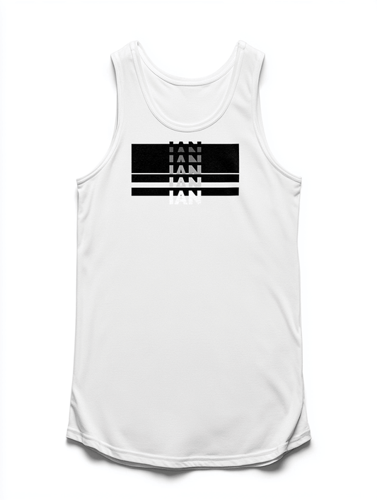 Personalized IAN Tank Top with Modern Black Bars Design