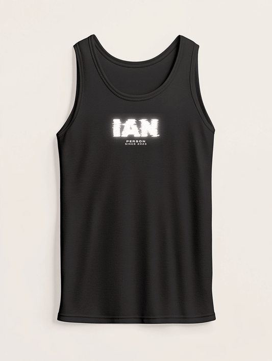 Personalized IAN Distressed Glitch-Effect Tank Top