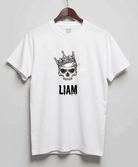 Personalized LIAM T-Shirt with Hand-Drawn Skull Design