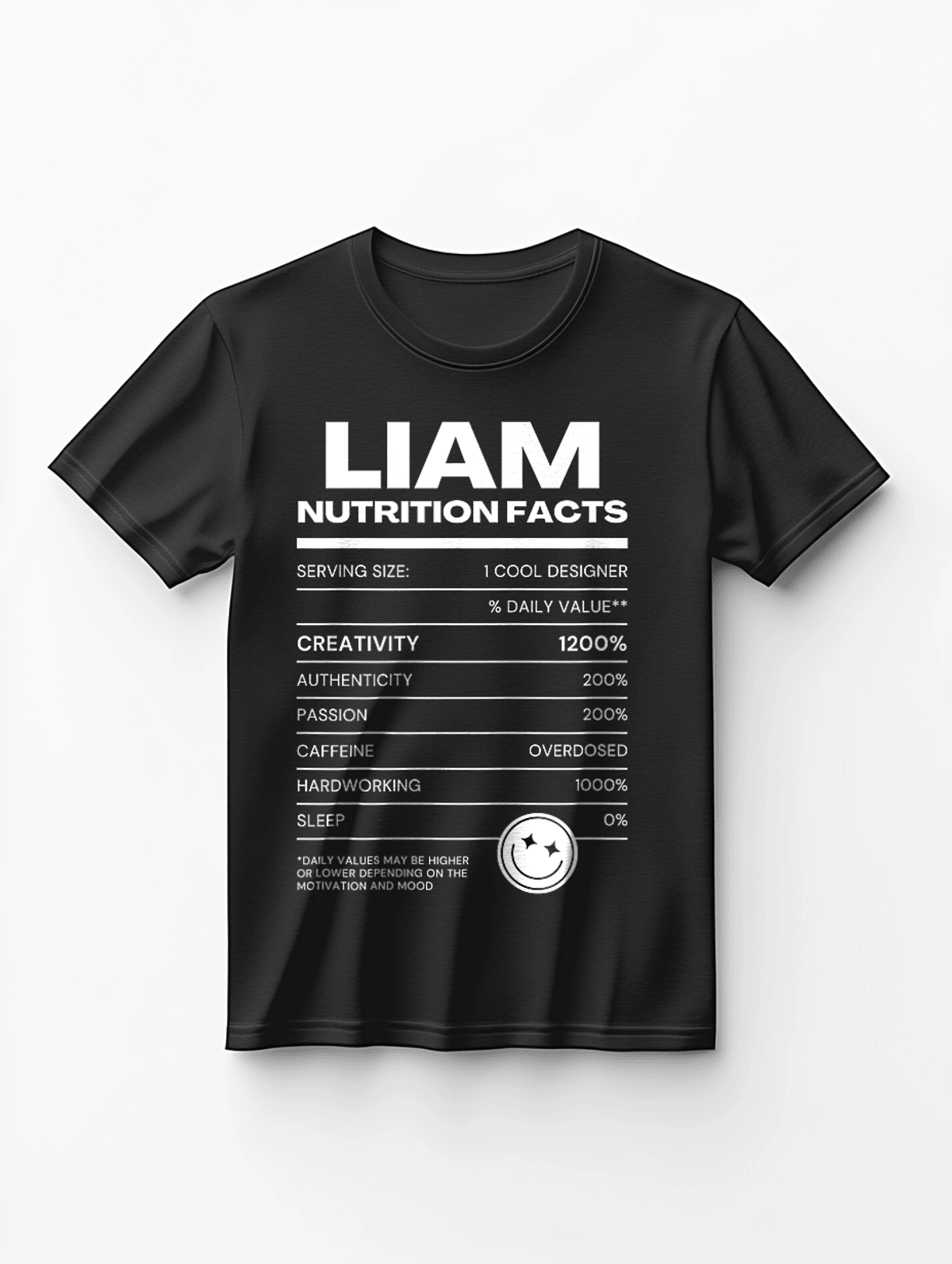 Personalized LIAM Nutrition-Label Graphic Tee