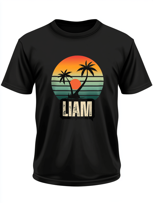 Personalized LIAM Retro Sunset Graphic T-shirt
