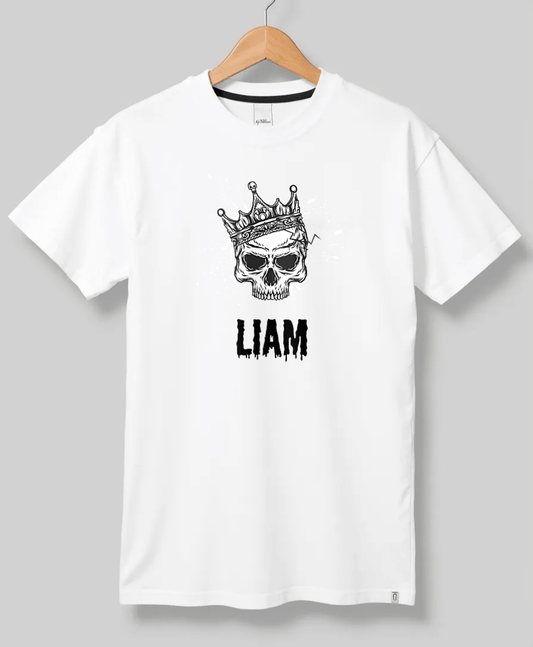 Personalized LIAM T-Shirt with Crowned Skull