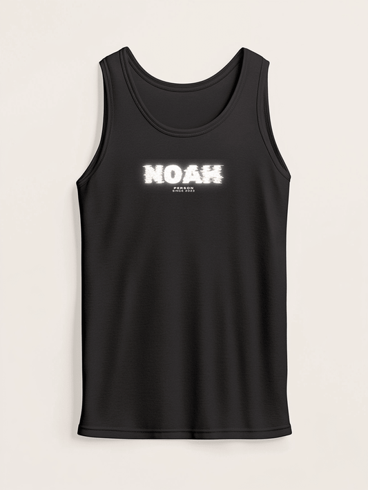 Personalized NOAH Distressed Glitch-Effect Tank Top