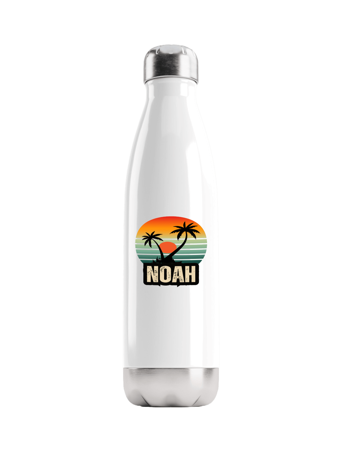 Personalized NOAH Water Bottle with Retro Sunset Design