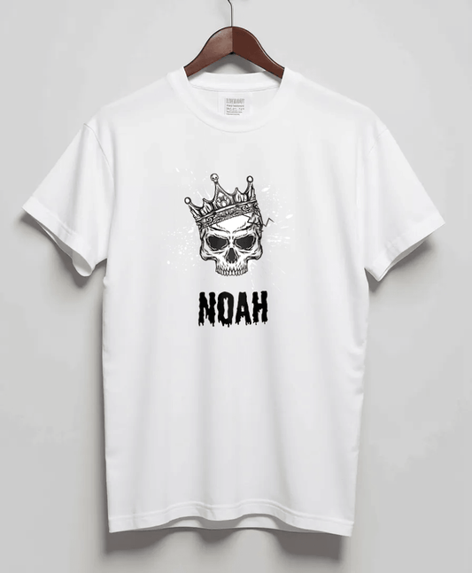 Personalized NOAH T-Shirt with Hand-Drawn Skull Design