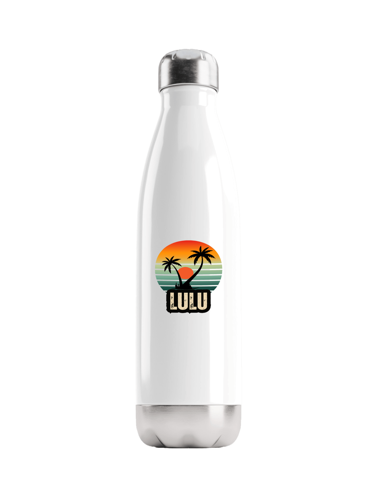 Personalized LULU Water Bottle with Retro Sunset Design
