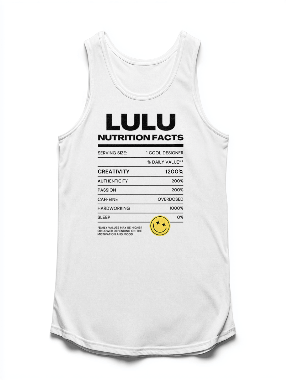 Personalized LULU Nutrition Facts Tank Top