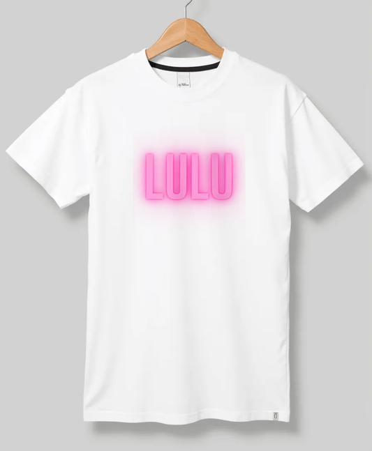 Personalized LULU Neon-Pink Lettering T-Shirt