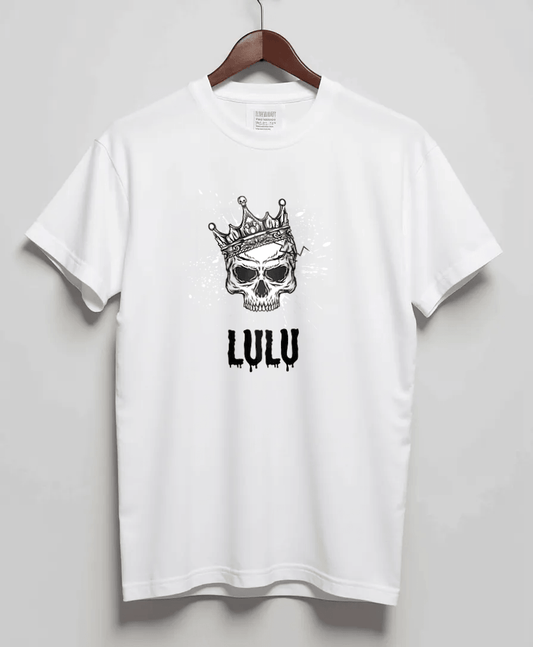 Personalized LULU T-Shirt with Hand-Drawn Skull Design