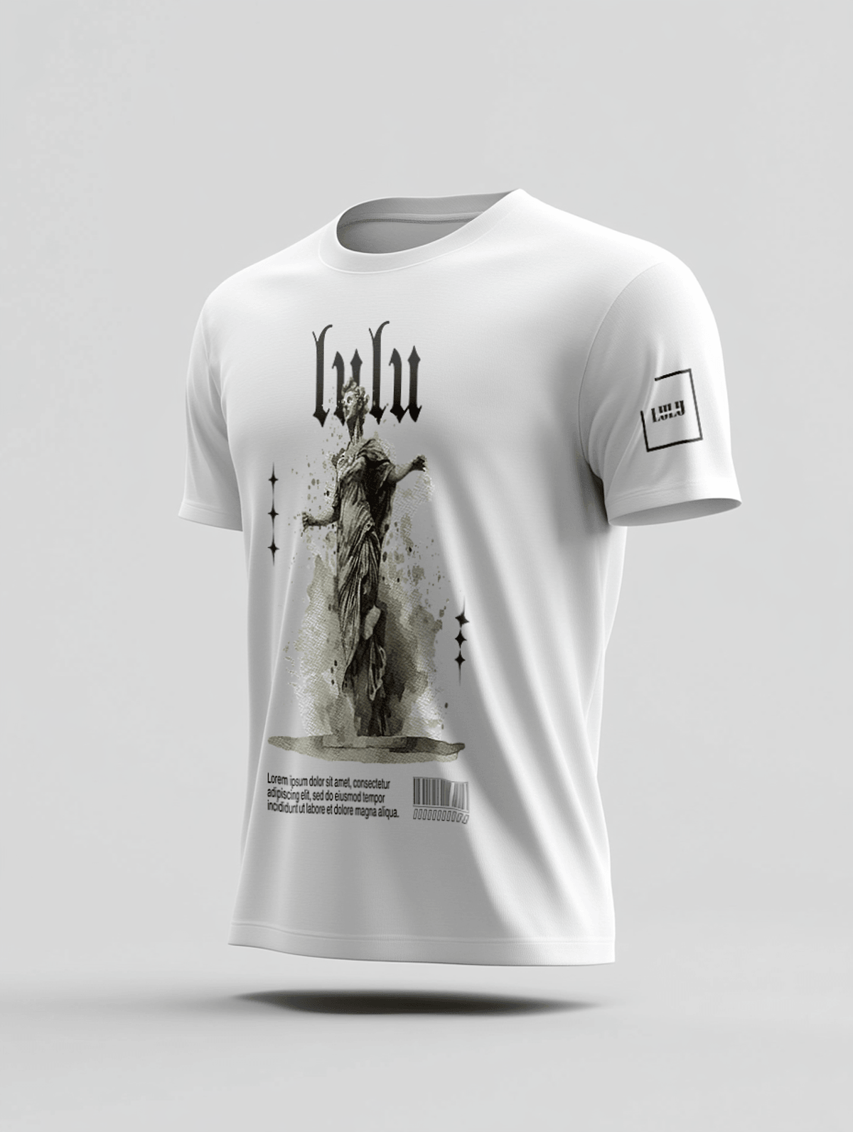Personalized LULU T-Shirt with Artistic Statue Design