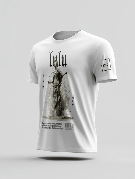 Personalized LULU T-Shirt with Artistic Statue Design