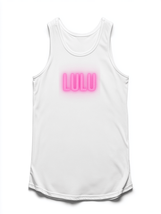 Personalized LULU Glowing Neon Pink Tank Top