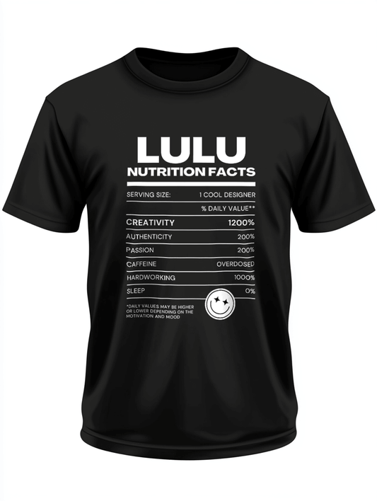Personalized LULU Nutrition Facts T-Shirt