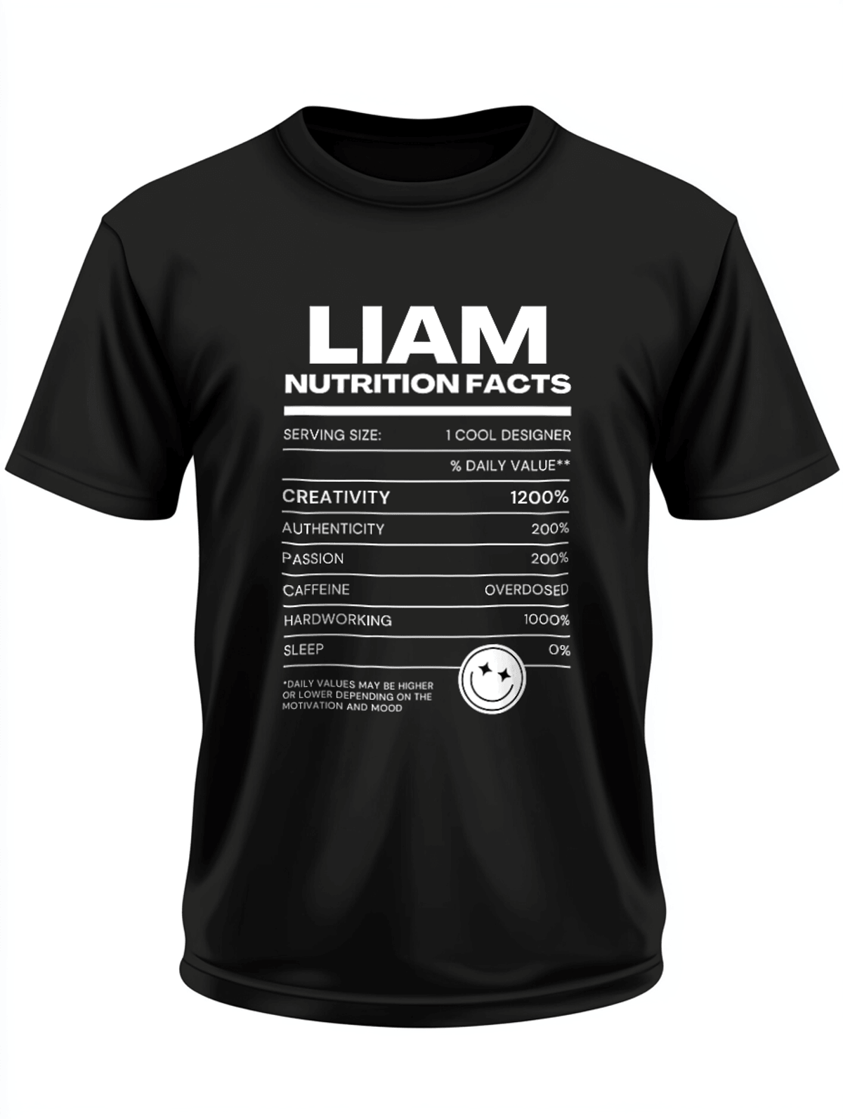 Personalized LIAM Nutrition Facts T-Shirt