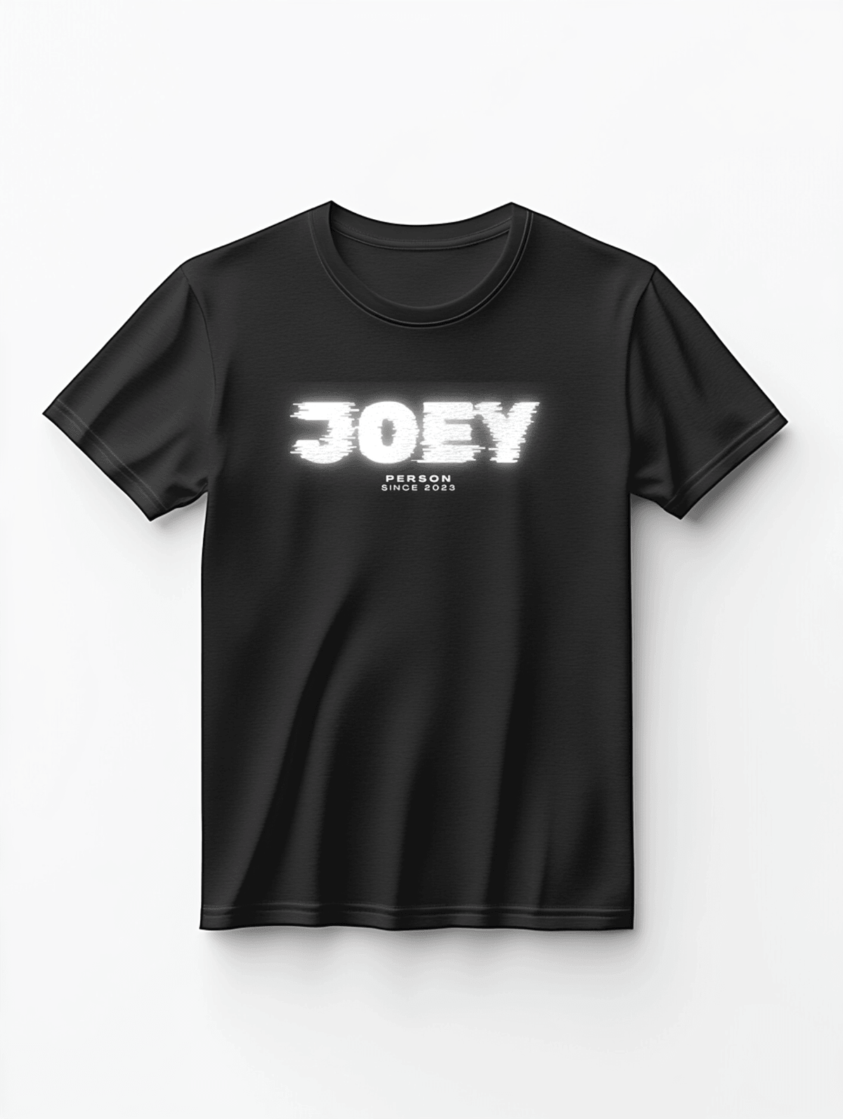 Personalized JOEY Distressed Glitch-Style T-Shirt