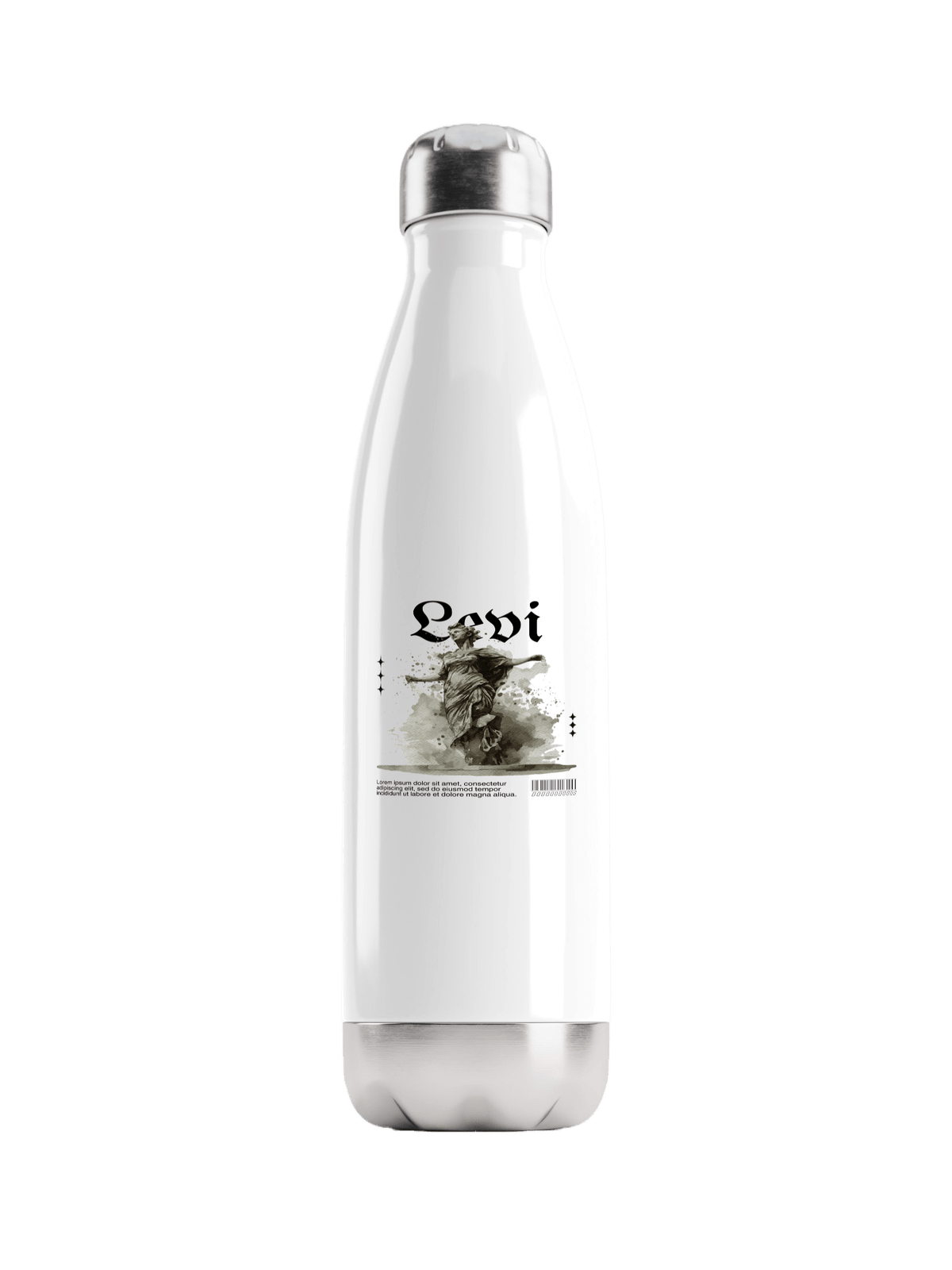 Personalized LEVI Water Bottle with Classical Illustration