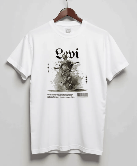 Personalized LEVI Blackletter Typography T-Shirt