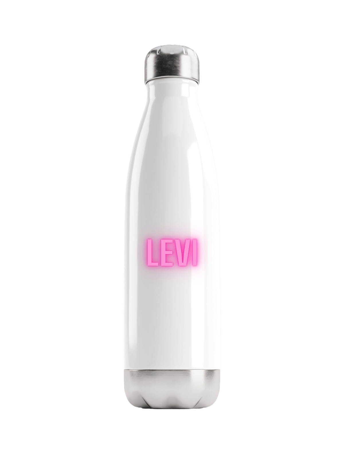 Personalized LEVI Neon-Pink Water Bottle