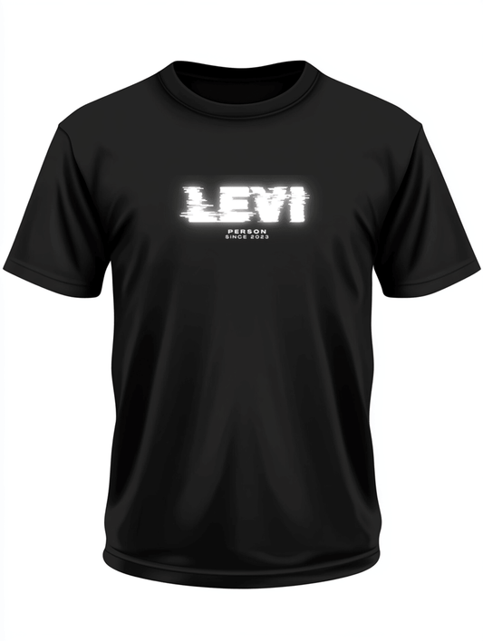 Personalized LEVI Glitch-Style T-Shirt