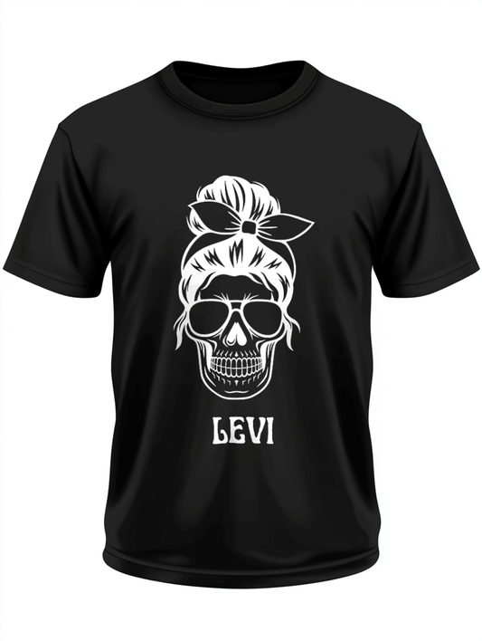 Personalized LEVI Rockabilly Skull T-Shirt
