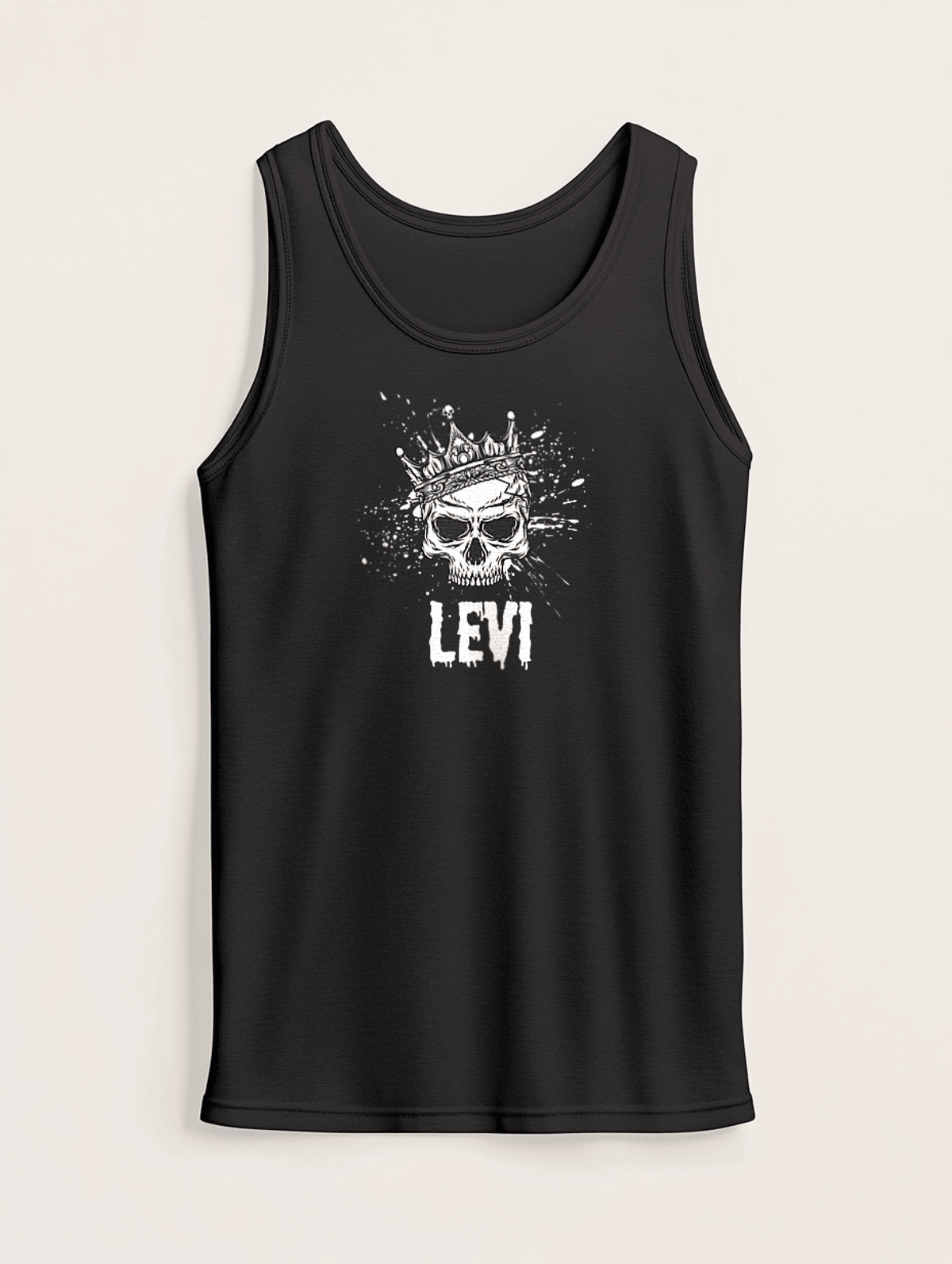 Personalized LEVI Crowned Skull Tank Top