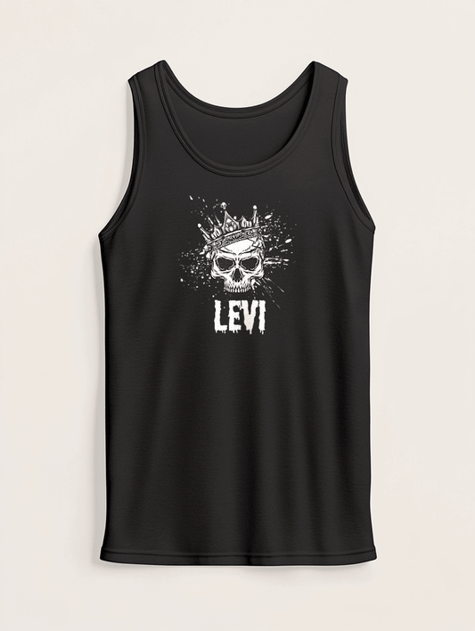 Personalized LEVI Crowned Skull Tank Top