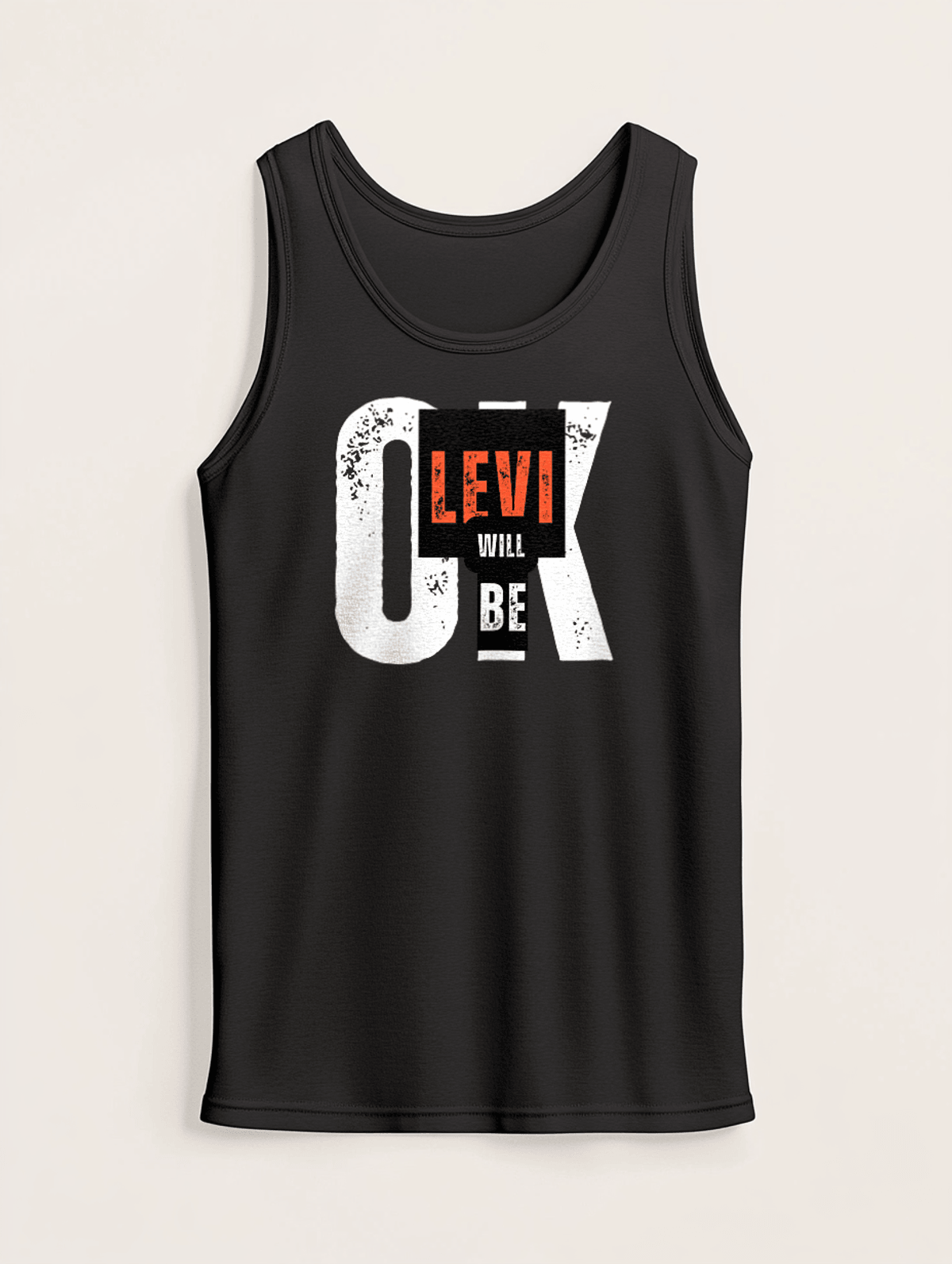 Personalized LEVI Distressed OK Tank Top