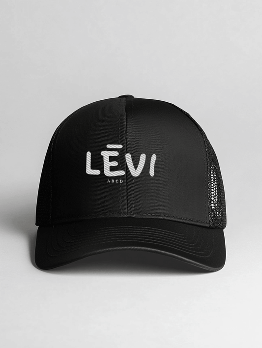 Personalized LEVI Black Trucker Cap