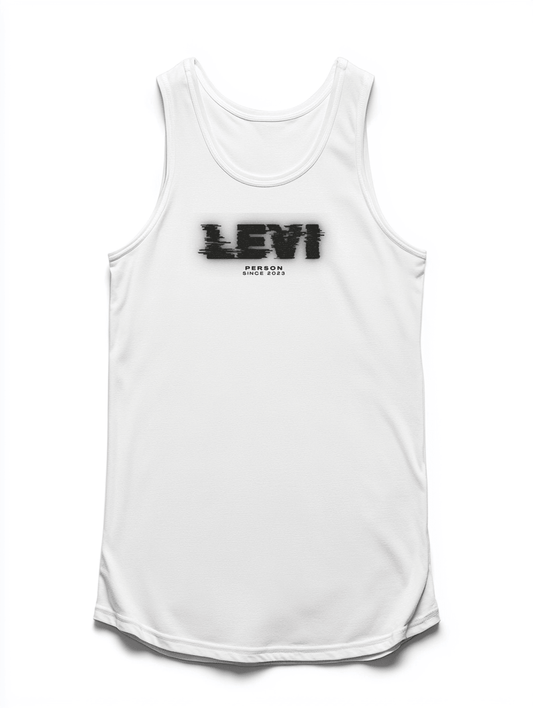 Personalized LEVI Glitch-Style Tank Top