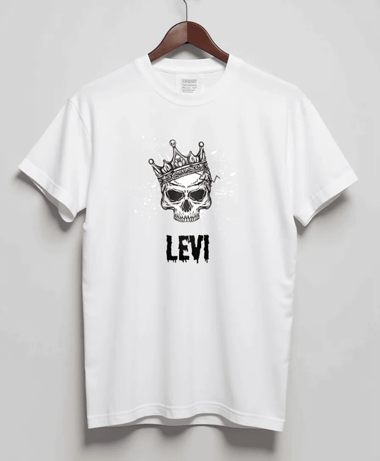 Personalized LEVI T-Shirt with Hand-Drawn Skull Design