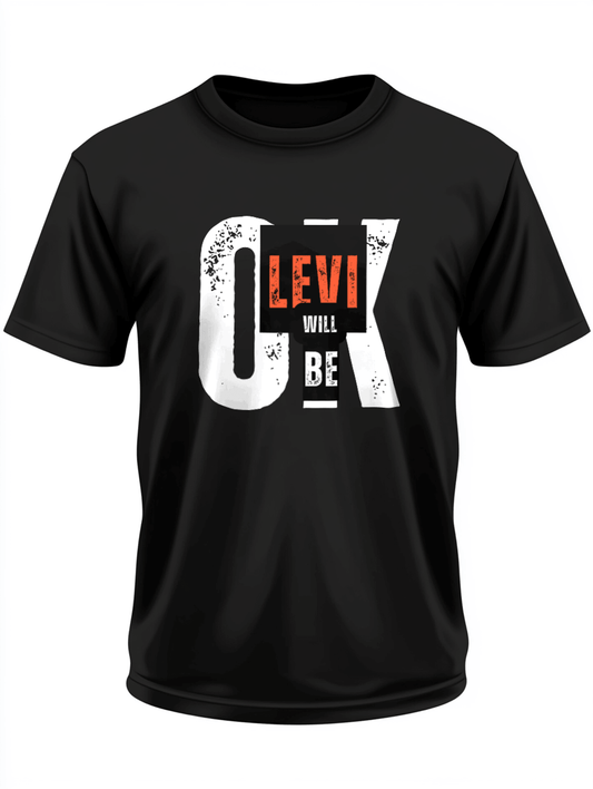 Personalized LEVI Distressed OK Printed T-Shirt