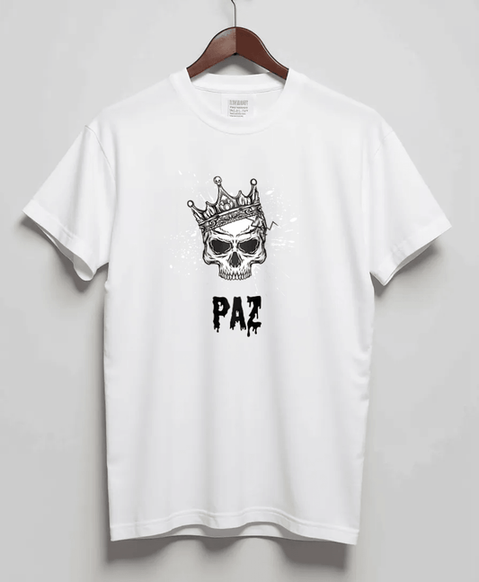 Personalized PAZ T-Shirt with Hand-Drawn Skull Design