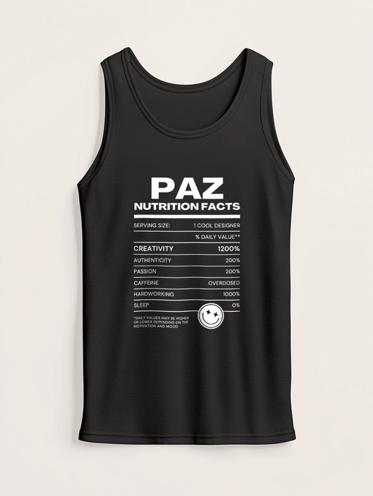 Personalized PAZ Nutrition Facts Tank Top