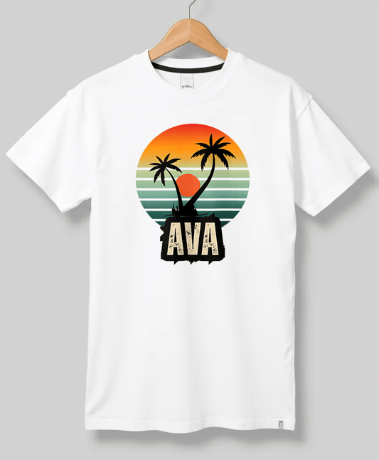 Personalized AVA Retro Sunset Disk T-Shirt