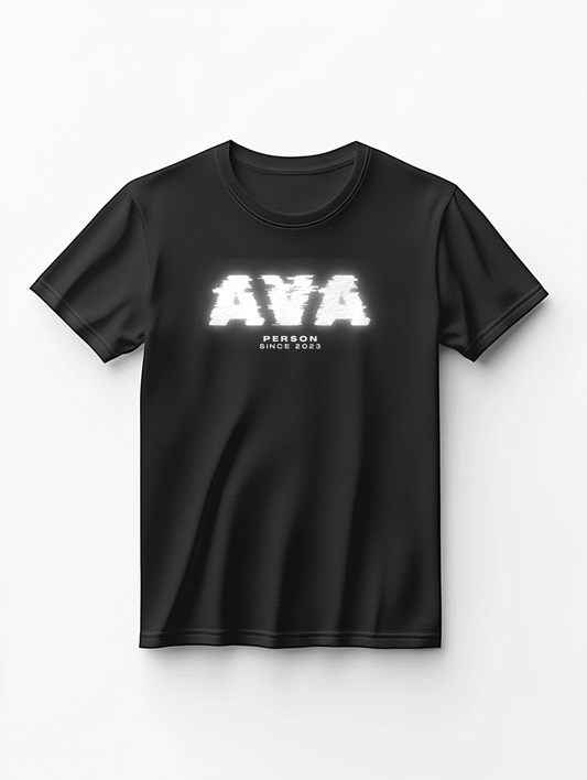 Personalized AVA Distressed Glitch-Style T-Shirt