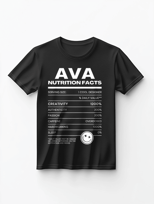 Personalized AVA Nutrition-Label Graphic Tee