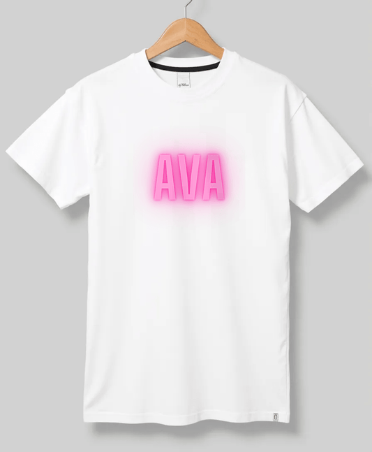 Personalized AVA Neon-Pink Lettering T-Shirt