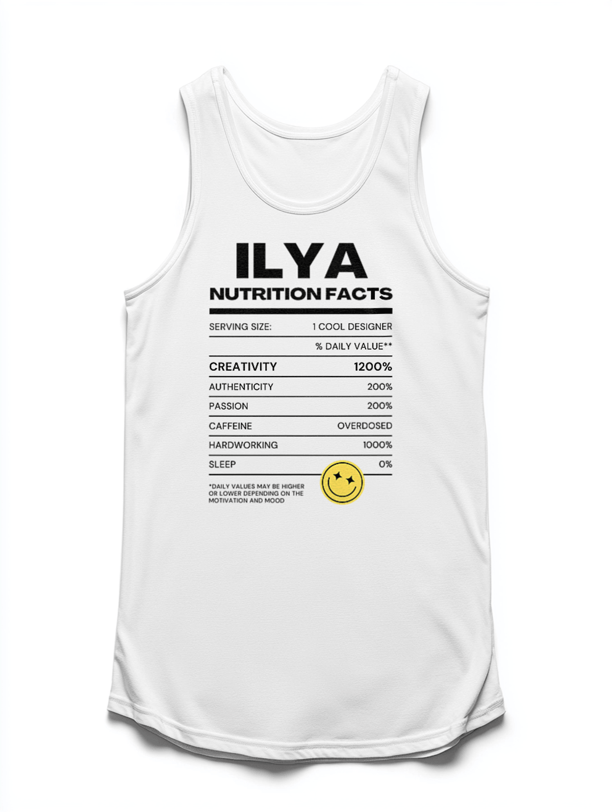 Personalized ILYA Nutrition Facts Tank Top